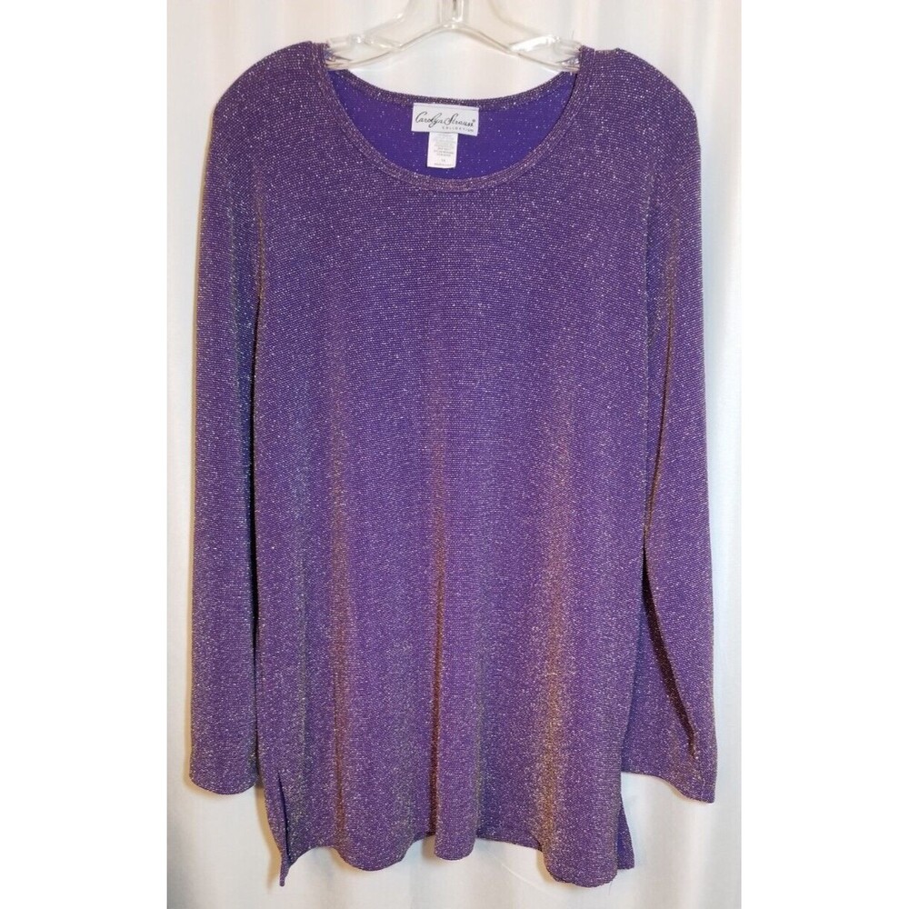 Women's Top Purple & Gold Metallic Shimmer Carolyn Strauss Collection Size 1X